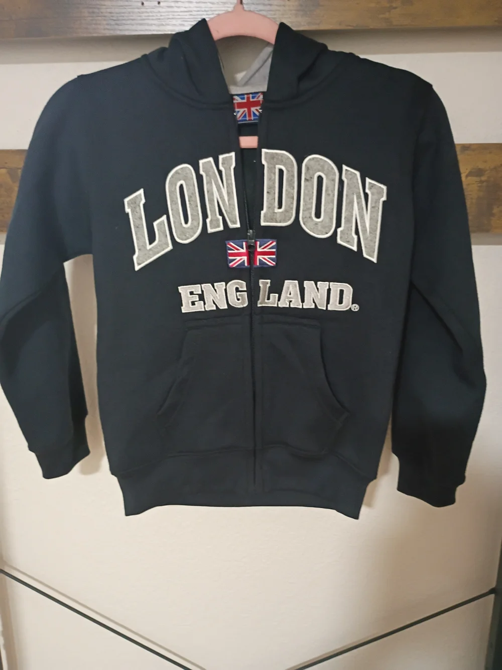 Kids K K Apparel Navy 'London England' Zip-Up Hoodie